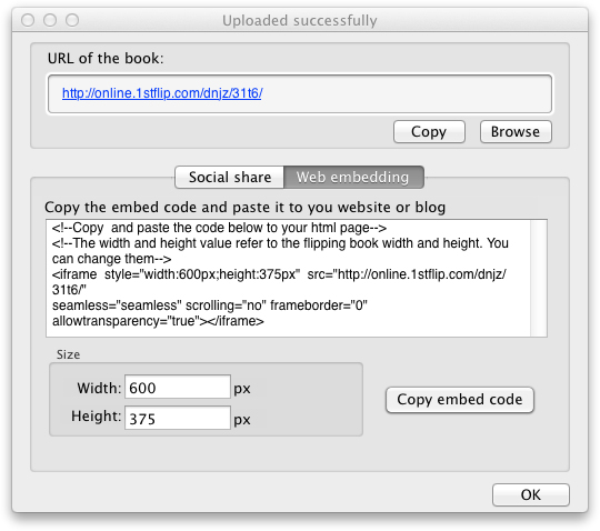 HTML5 flipbook embed code