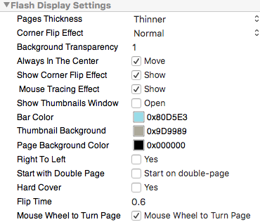 flip book display settings