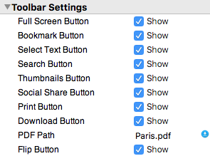 flip book toolbar settings