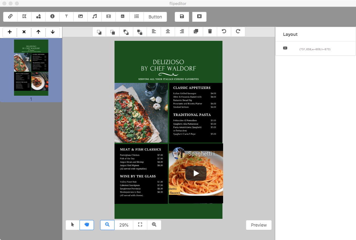 online menu with video maker