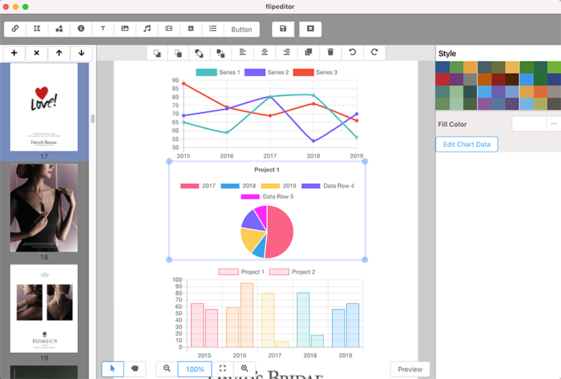 flash/html5 flipbook with chart