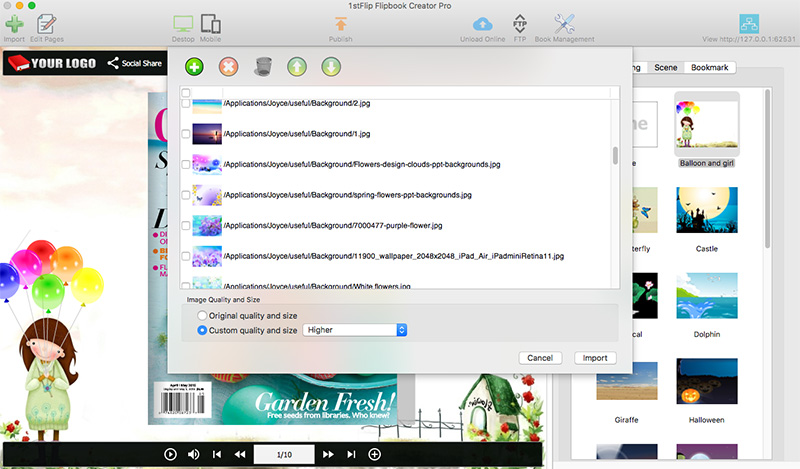 import images to flipbook maker