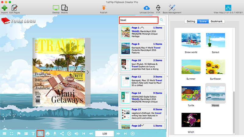 search flipping book content